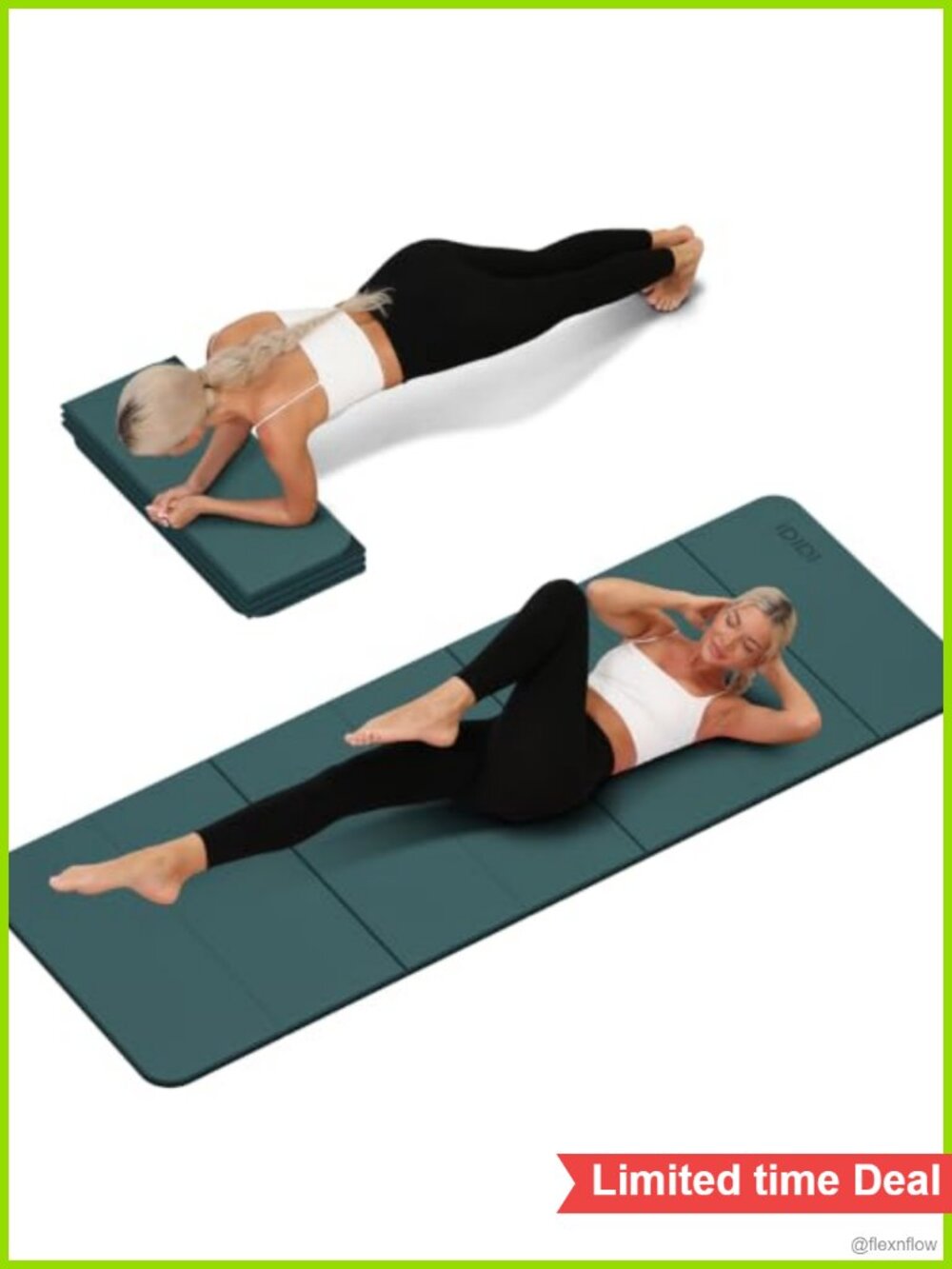 Foldable Yoga Mat 8mm No-Curl Edges Non-Slip Travel Fitness